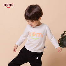 komi childrens T-shirt boys thick long sleeve baby cotton top base shirt new baby Autumn Winter childrens clothing