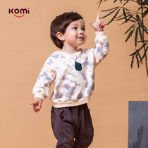 komi childrens clothing autumn new childrens pullover warm sweater base shirt round neck boy casual Foreign Air top