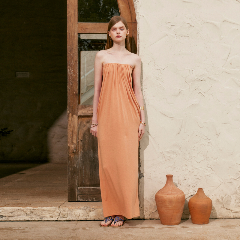 Chilipop's "Embrace Summer" Series Niche Design Summer Casual Strapless Off-Shoulder Straight Long Dress for Women Chilipop's "Embrace Summer" Series Niche Design Summer Casual Strapless Off-Shoulder Straight Long Dress for Women