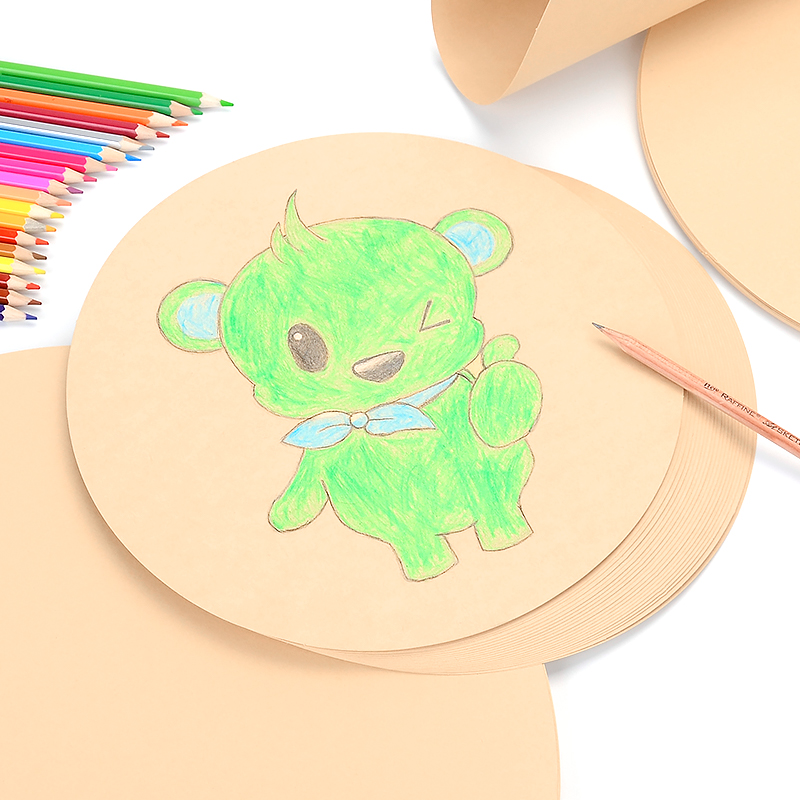25 pieces of round kraft paper drawing paper 200g sketch color lead paper art painting with round thick cardboard