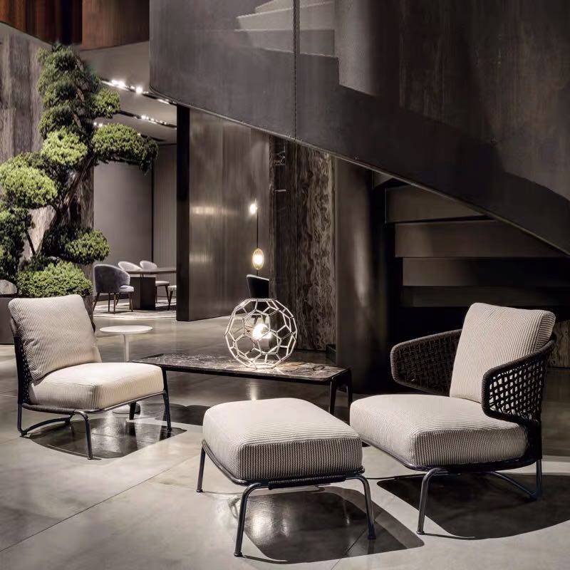 Nordic Outdoor Sofa Garden Balcony Villa Combination Rattan Sofa Outdoor Leisure Rattan Chair Designer Furniture