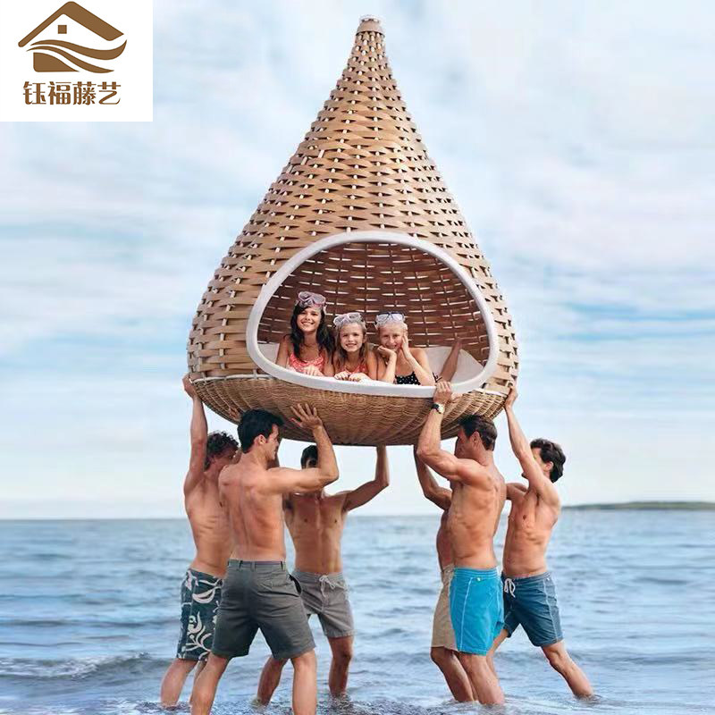 Outdoor swing bird's nest hanging basket rattan chair net red cradle hanging chair lounge chair beach balcony courtyard lazy ins hammock - Taobao