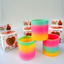 Childrens adult toy rainbow ring Magic spring ring Table color plastic elastic ring pull ring Oversized girl pattern