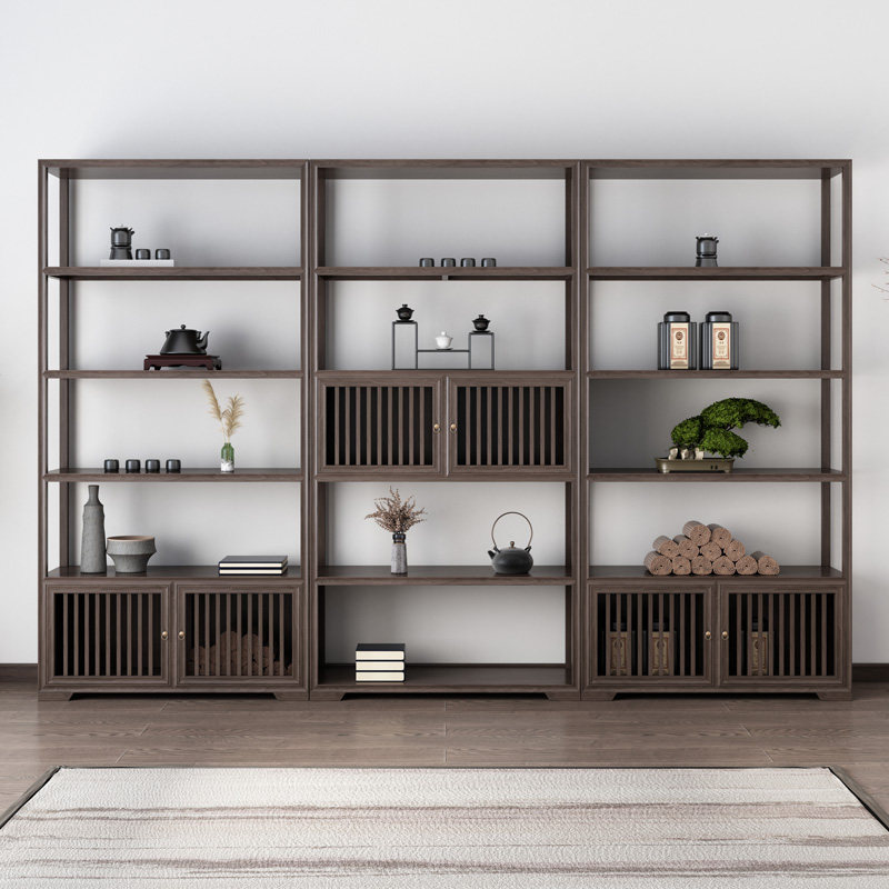 Old elm New Chinese Bogu rack Solid wood multi-treasure cabinet Tea cabinet Antique rack Entrance partition shelf storage cabinet