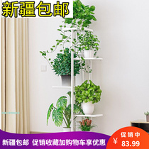 Xinjiang Flower Shelf Balcony Multilayer Shelving Shelf Home Brief Living Room Iron Art Flower Shelf Interior Decoration Rack More