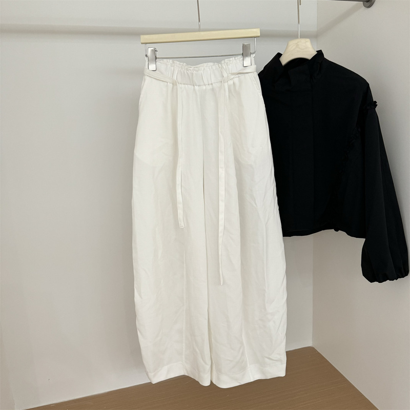 Kaihe Mi 9390 Summer New Korean Style High-Waisted Drawstring Wide-Leg Casual Pants for Women, Elastic Waist Versatile Long Pants