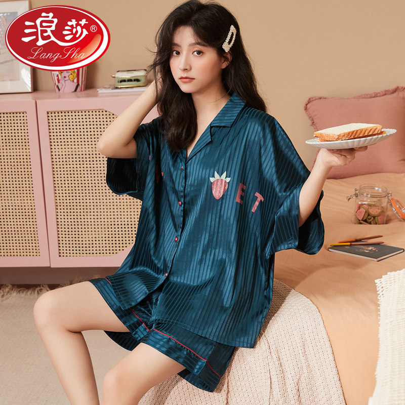 Langsha ice silk pajamas women's summer 2022 new two-piece suit summer thin ladies home wear silk