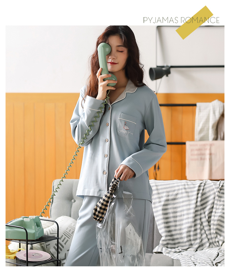 Bộ đồ ngủ mùa thu và mùa đông ở Nam Cực Bộ đồ cotton dài tay cho nữ mùa thu phiên bản Hàn Quốc quần áo ngủ nữ