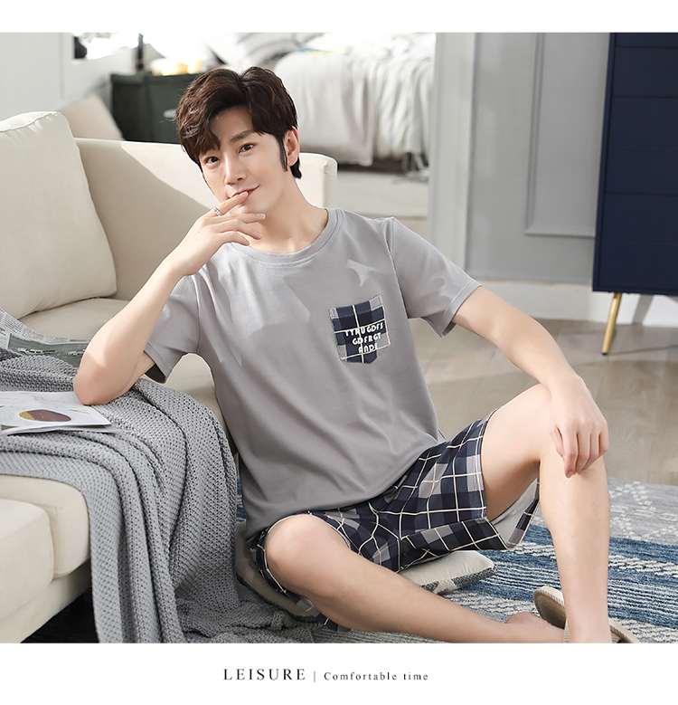 Nam Cực nam phương thức của bộ đồ ngủ mùa xuân và mùa hè quần short và áo ngắn tay mùa hè phần mỏng tracksuit 2021 New đồ bộ nam trung niên