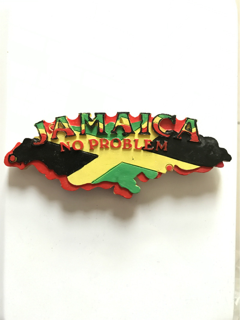 Souvenir Fridge Magnet for Foreign Travel Map of Jamaica, Jamaica