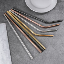 304 stainless steel straw environmentally friendly drinking straw milk tea cold drink thick straw metal elbow rooster cup iron straw portable