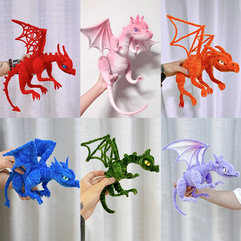 Children hand - made twist - stick diy Material bag felt - dragon puppet dinosaurs for free to learn