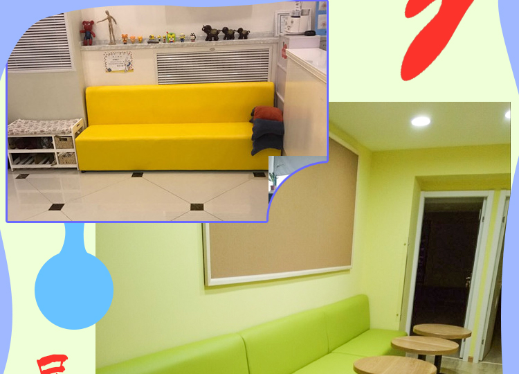 Early Learning Stores đi lại ghế sofa da cha mẹ Đường phòng chờ Mẫu giáo khu vực chờ với ghế phân tóc Gaza - Ghế sô pha ghế sofa giường gỗ