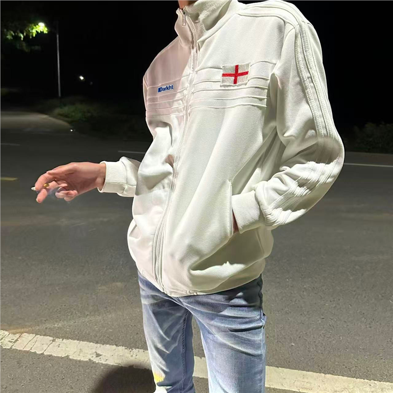 American Retro Cleanfit England-Style Stand-Collar Sweatshirt Jacket Unisex Trendy Casual Training Wear Zip-Up Jacket