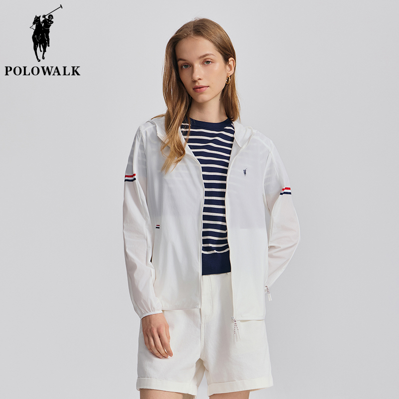 Polowalk Sun Protection Clothing Upf50+ Women's Hooded Jacket Summer New Paul Pure Color Breathable Cardigan Jacket