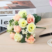 Blue dining table white plastic simulation bouquet coffee table Red European Lily home fresh small decorative bedroom