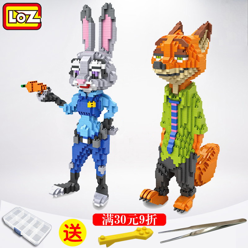 LOZ Mini Diamond Particles Crazy Zootopia Building Blocks Oversized Nick Fox Rabbit Judy Stitching DIY Model