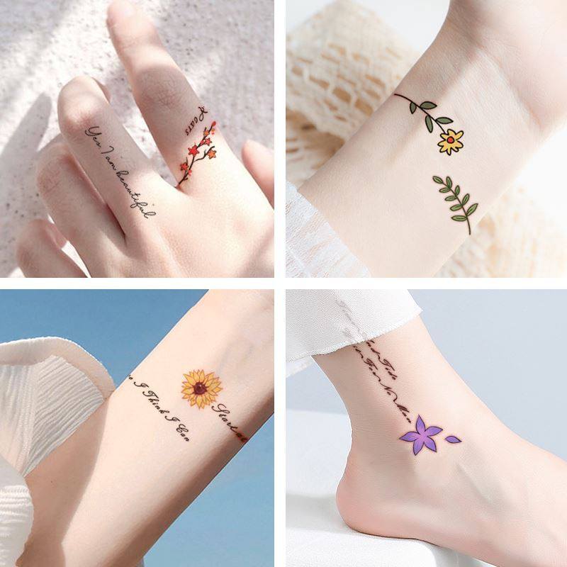 Tattoo Patch Collarbone Inreflective Tattoo to Leg Female Small Figure Text Body Patch Waterproof Persistent Floral Arm Ankle Sticker