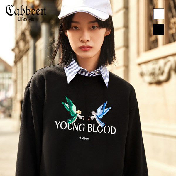 Cabbeen 卡宾 18年秋季款 原宿落肩刺绣字母印花 女式长袖卫衣 天猫优惠券折后￥199包邮（￥299-100）