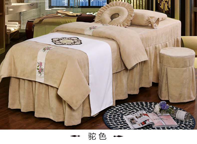 Bộ chăn ga gối đẹp bốn mảnh theo phong cách châu Âu đơn giản Liệu pháp massage trị liệu massage thẩm mỹ viện thẩm mỹ - Trang bị tấm ga trải giường spa giá rẻ