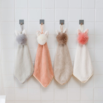 Kitchen hanging cute Japanese rabbit ear hair ball hand towel Childrens cartoon bathroom absorbent towel rag