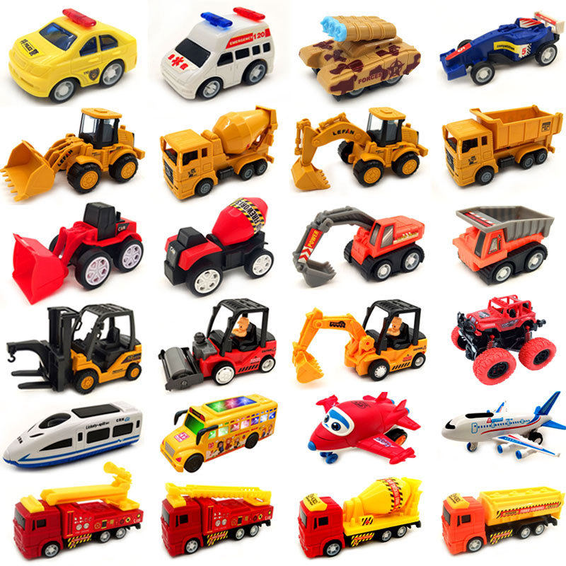 Children's toy car Car engineering car Pull-back inertial drop-resistant aircraft Various types of car excavator model toy set