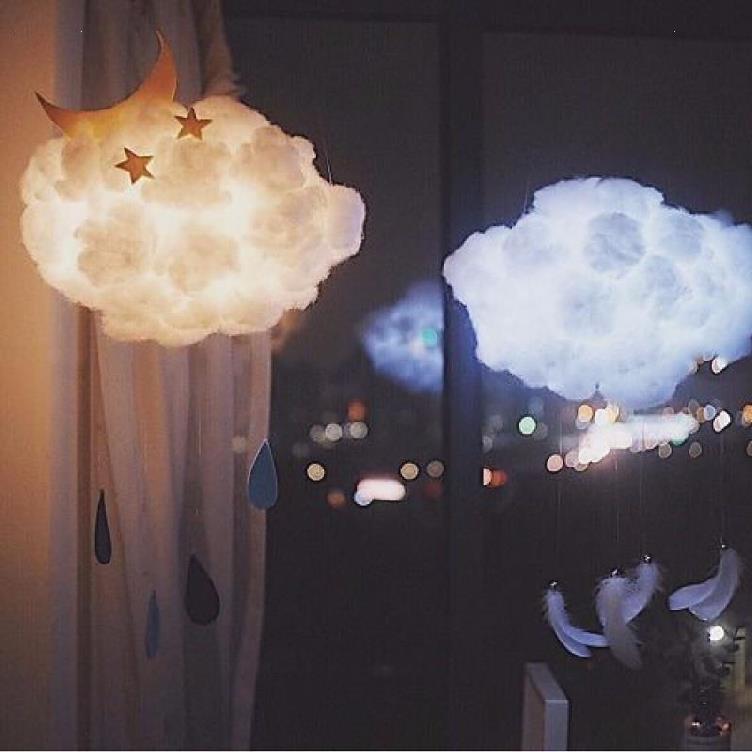 Warm chandelier finished white cloud lamp Dark cloud lamp Cotton lamp Cloud lamp Princess room dream catcher diy material hand-made