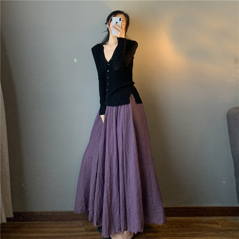 Irregular Hem Skirt with Ruffled Edges, Double-Layered Flared Dance Skirt, Vintage Artistic Imitation Cotton-Linen Skirt Irregular Hem Skirt with Ruffled Edges, Double-Layered Flared Dance Skirt, Vintage Artistic Imitation Cotton-Linen Skirt