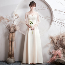 Bridesmaid costume temperament champagne long sister Group dress woman simple atmosphere thin 2021 new spring and autumn