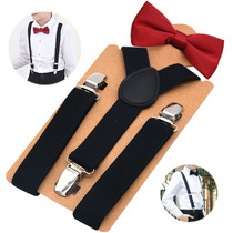 Childrens suspender clip boys and girls suspenders non-slip pants suspenders graduation performance suspender tie set new