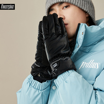 Gloves mens autumn and winter New outdoor cold driving riding full finger thickening plus velvet warm gloves can touch screen