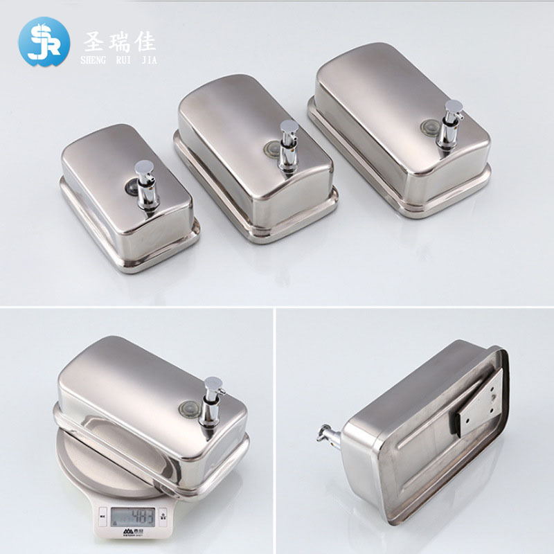Shengruijia factory direct sales 304 stainless steel manual soap dispenser laundry liquid bottle bathroom supplies soap liquid bottle