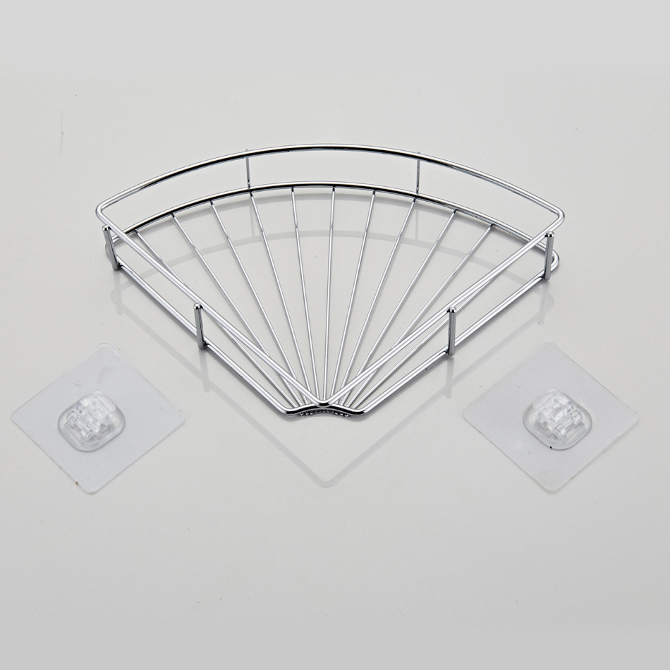 Shengruijia No Punching Bathroom Triangle Shelf Stainless Steel Mesh Basket Nail-Free Corner Shelf Bathroom Hardware Cross-border