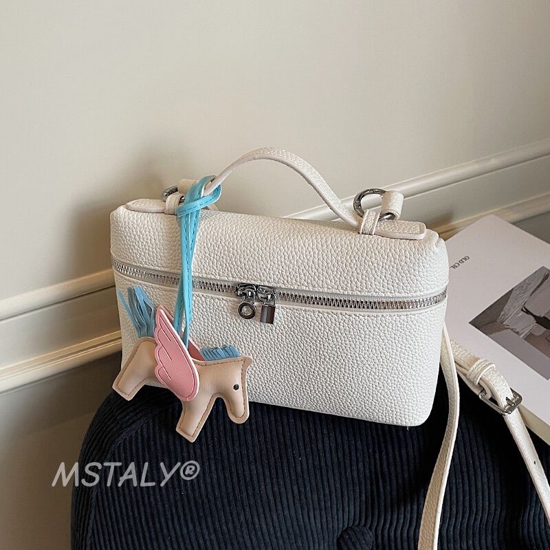 Super Popular Niche Lunch Box Bag for Women, 2026 New Style, Lychee Pattern Shoulder Crossbody Bag, Light Luxury Box-Shaped Small Square Bag