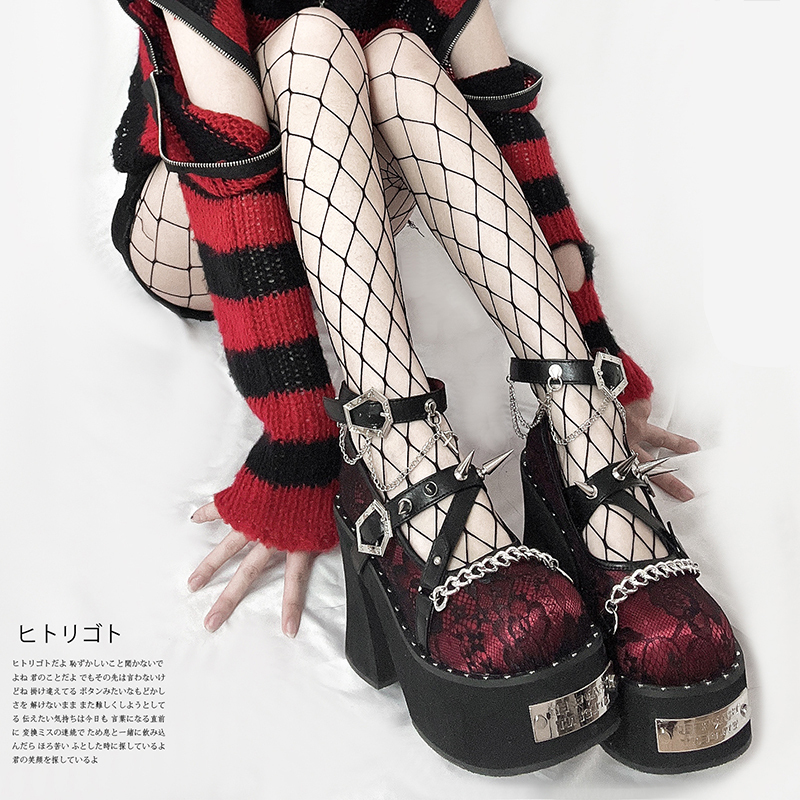 Transfer Student Dark Rose Witch Original Summer Punk Style Round-Toe Platform Shoes Y2K Studded High Heels for Women Transfer Student Dark Rose Witch Original Summer Punk Style Round-Toe Platform Shoes Y2K Studded High Heels for Women