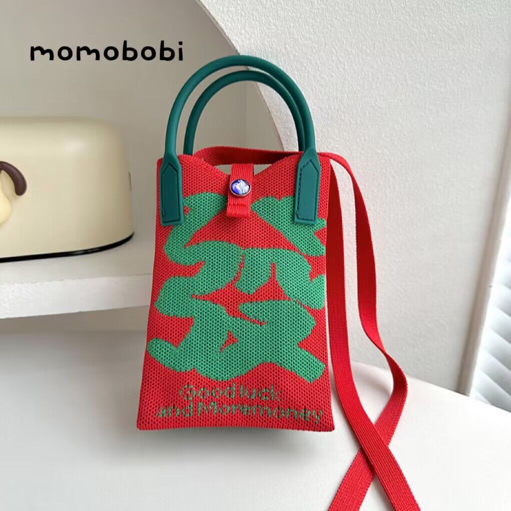 momobobi new children's new year package good luck haircut mini 100 lap knit single shoulder sloped pocket money small square bag-Taobao