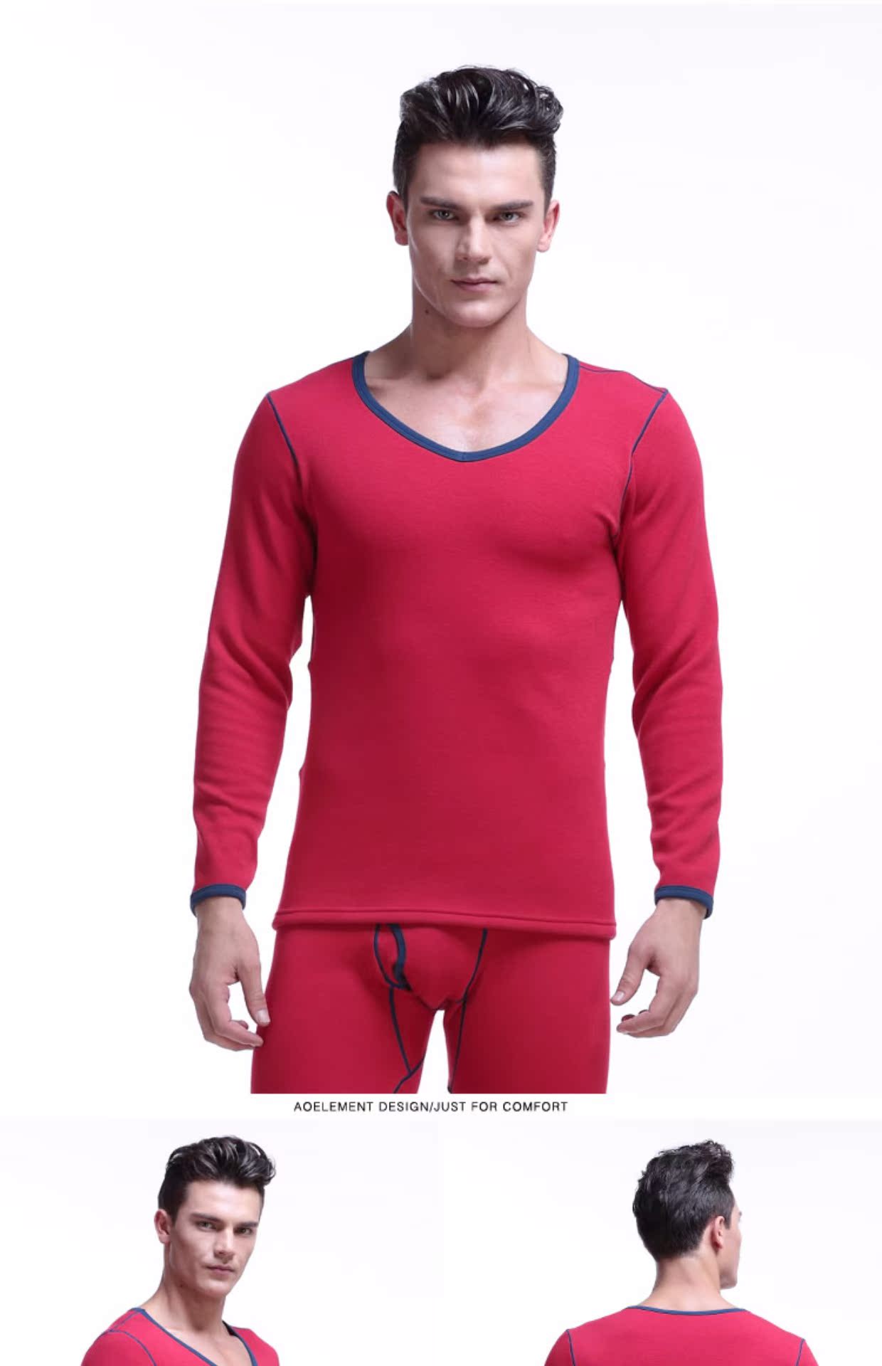Áo len nam dày cộng với nhung cơ cổ chữ V lạnh bó sát, áo len cotton đơn mảnh trẻ trung ấm áp áo dài tay áo giữ nhiệt nam không tay