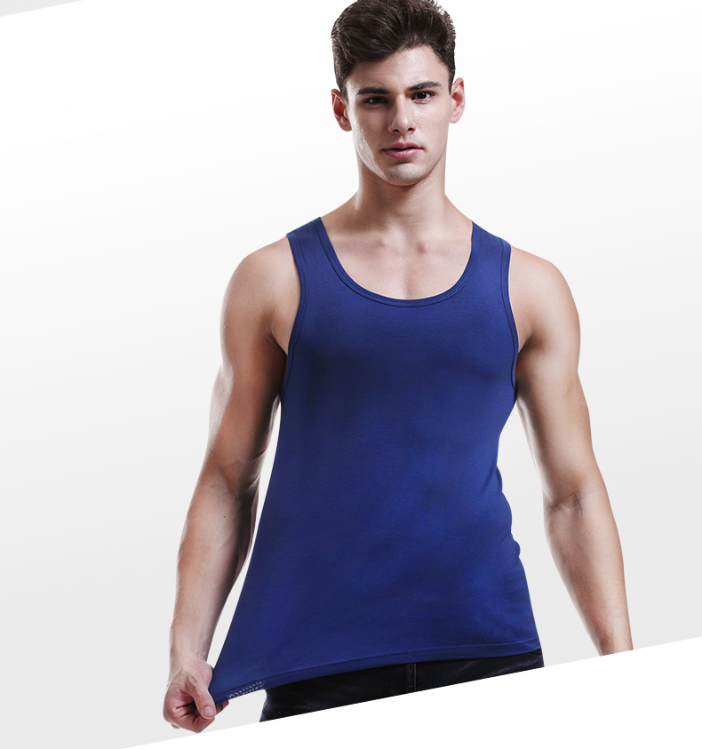 Áo khoác thể thao nam cotton mùa hè thanh niên thoáng khí cản trở nam giới tự tu luyện thể dục không tay chạm đáy áo trắng thủy triều áo ngực cúp ngang