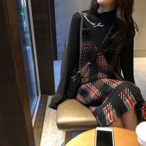 Special offer original 188 yuan tide net red female suit French retro knee waist gentle wind careful machine two-piece suit