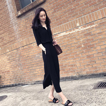 Hepburn-style elegant temperament dress slim and slim bellflower popular bellflower summer style French retro little Kuroshio