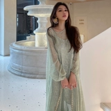 Осенняя длинная юбка, шифоновый лонгслив, коллекция 2021, городской стиль, яркий броский стиль, французский стиль, эффект подтяжки