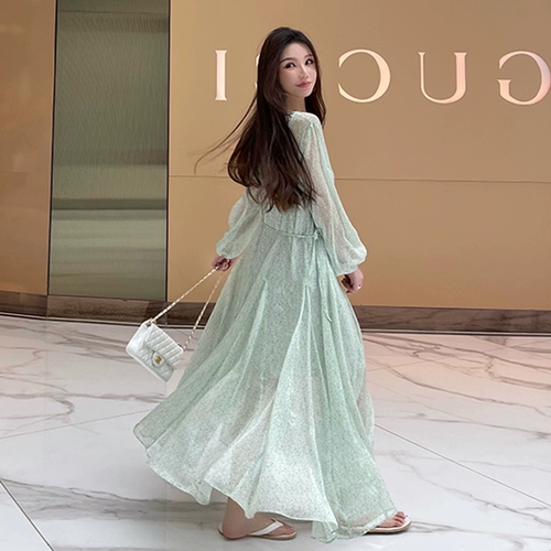 Осенняя длинная юбка, шифоновый лонгслив, коллекция 2021, городской стиль, яркий броский стиль, французский стиль, эффект подтяжки