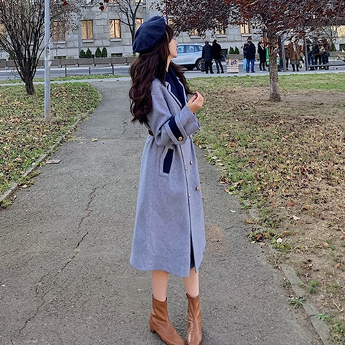 Шерстяной плащ, костюм, кашемировое длинное пальто, 2021 года, средней длины