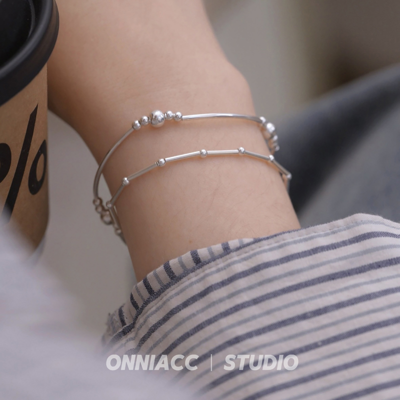 Round Ball Silver Tube Bracelet for Women, Pure Silver, High-End, Light Luxury, Niche, Exquisite, Simple, Elastic, 2026 New Model Round Ball Silver Tube Bracelet for Women, Pure Silver, High-End, Light Luxury, Niche, Exquisite, Simple, Elastic, 2026 New Model