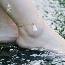 Yongfu natural Hetian Jade gourd anklet 18K gold Jade sheep Jade White Jade gift to attract wealth and evil