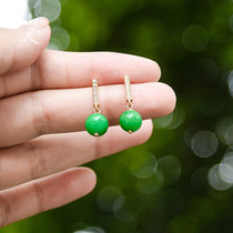 Ningbi 丨 Jade ball earrings simple fashion 18k gold stud earrings hypoallergenic non-fading drop earrings