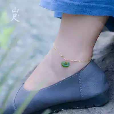 Small heart, natural Hetian Jade, Ruyi feet, 18K gold Jade Jade Jasper to give mother elder birthday gift