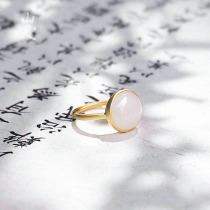 Yun Xue natural Hetian Jade white jade ring 925 sterling silver Jade adjustable ring simple classic big name