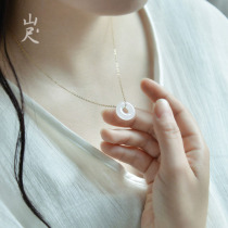 Xiao satisfactorily -- Natural and Tian Baiyu jade Ping An Grease Jade Pendant 18K Bag Gold Jade Necklace GIFT GIVING GIFT