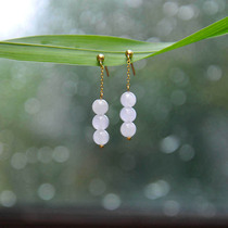 White dew 丨 natural jade jade 18k gold earrings simple fashion stud earrings hypoallergenic long drop earrings